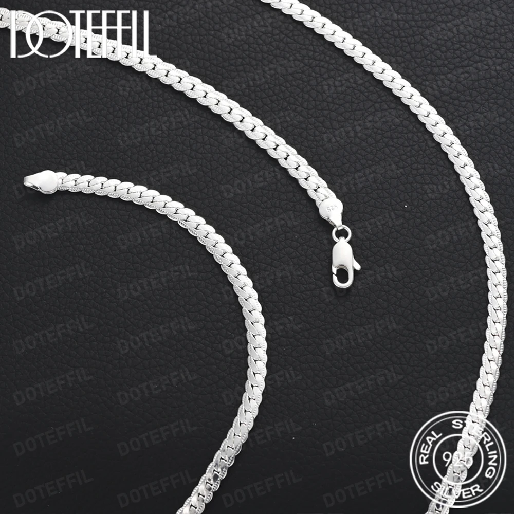 925 Silver 5mm Full Sideways Necklace 8/18/20/24 Inch Chain For Woman Men Fashion Wedding Engagement Jewelry - Image 3