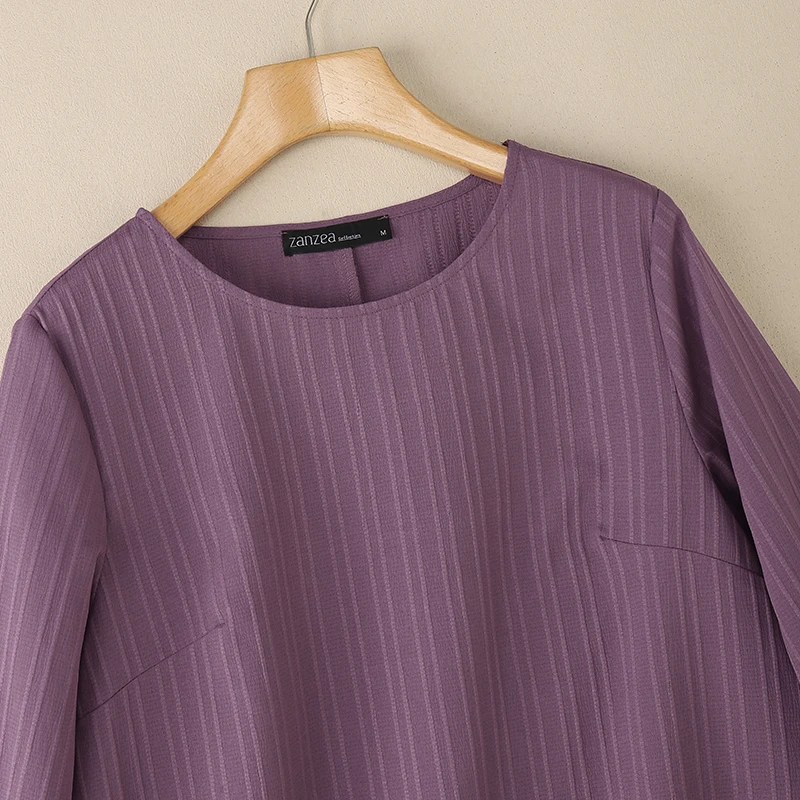 ZANZEA Elegant Blusas Women Autumn Solid Color Blouse 2025 Stylish O Neck Tops Fashion 3/4 Lantern Sleeve Casual Loose Tunics - Image 24