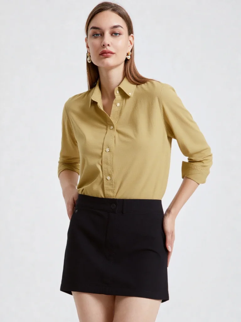 Long sleeved shirt for men and women Linen material unisex old money style solid color embroidered designer long shirt - Image 3