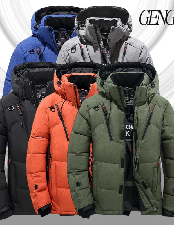 Men's Outdoor Lightweight Warm Detachable Collar Down Jacket Winter New Arrival Casual Fashion Multi-Pocket Workwear Down Coat