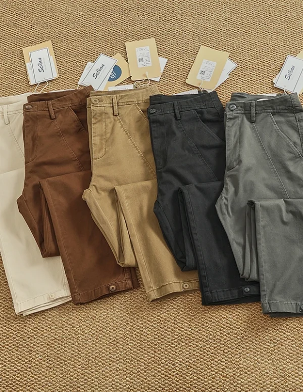 Men's Slim Fit Stretch Tapered Pants - Elastic Business Casual Cleanfit Washed Draped Trousers (Spring/Summer Trendy Chino)