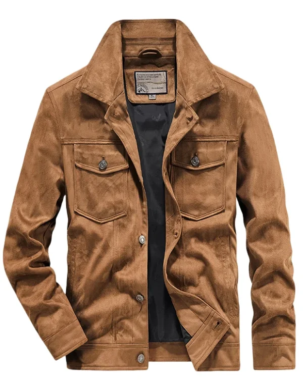 Spring and Autumn Men's Fashion Casual Slim-fit British Style Outdoor Sports Cargo Retro Suede Coat Youth All-match Cargo Jacket