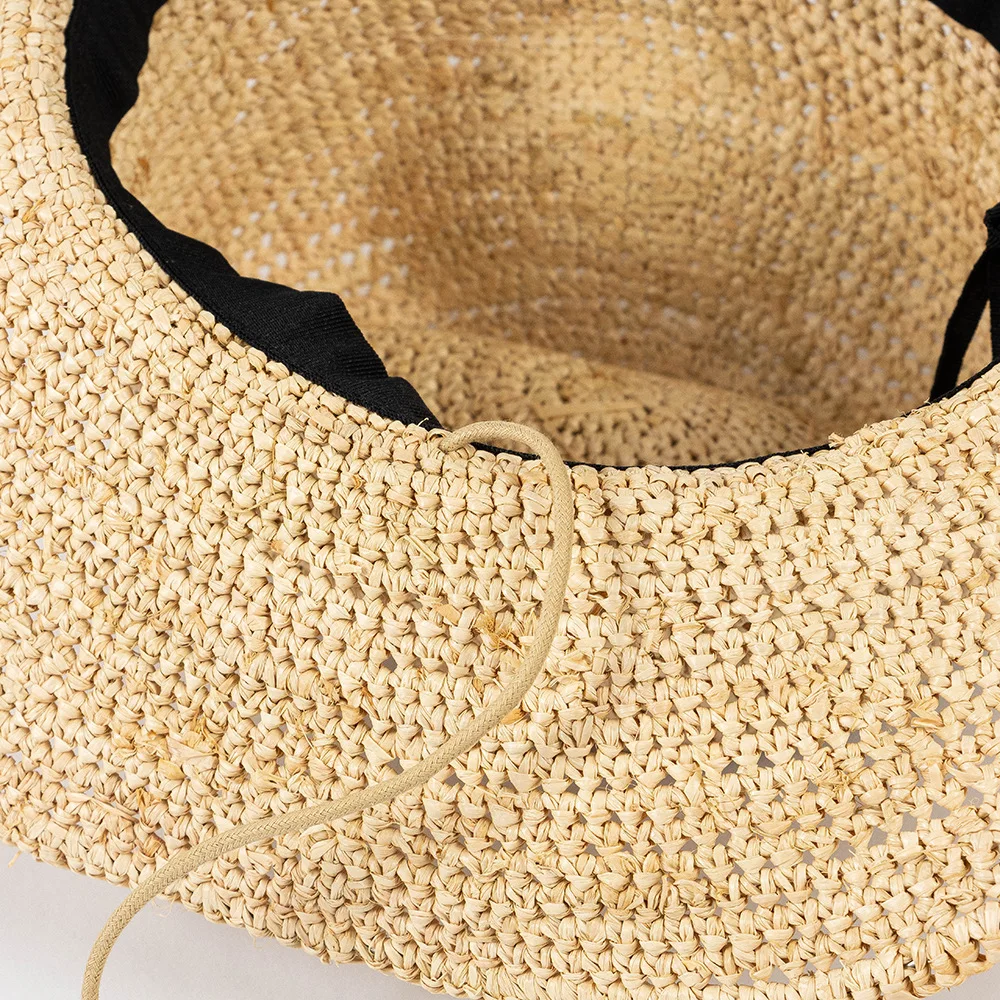 Ins Hand-crocheted Natural Raffia Straw Sun Hats Cowboy Hat for Women Men Summer Wide Brim Panama Outdoor Breathable Beach Caps - Image 27