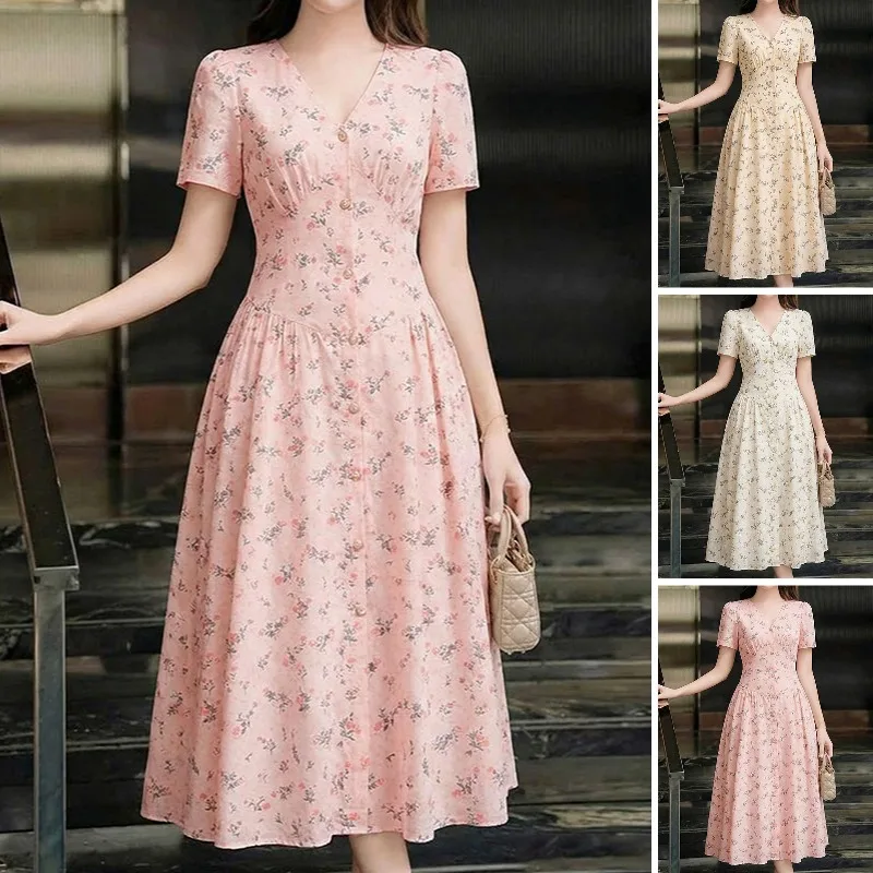 2026 ZANZEA Summer Floral Printed Dresses Women Elegant Casual Holiday Party Dress A Line Robe V Neck Short Sleeve Work Sundress - Image 14