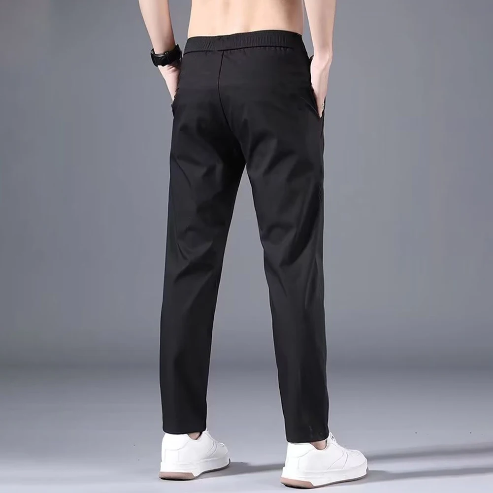 Summer Men's Slim Fit Thin Chino Pant Casual Flat Front Flex Classic Full Pants Middle Waist Man Trousers - Image 13