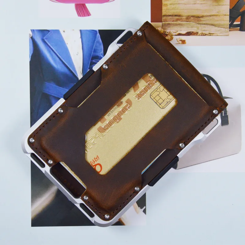 leather Credit Card Holder Wallets Men Brand Rfid Black brown Magic mutifunciton Slim Mini Wallet Small Money Bag Male Purses - Image 17