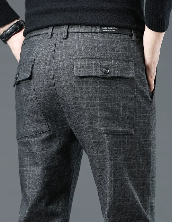 Business Men Pants Spring Autumn Korea Cotton Comfortable Elastic Plaid Casual Fashion Trousers Male Clothing Suit Pant
