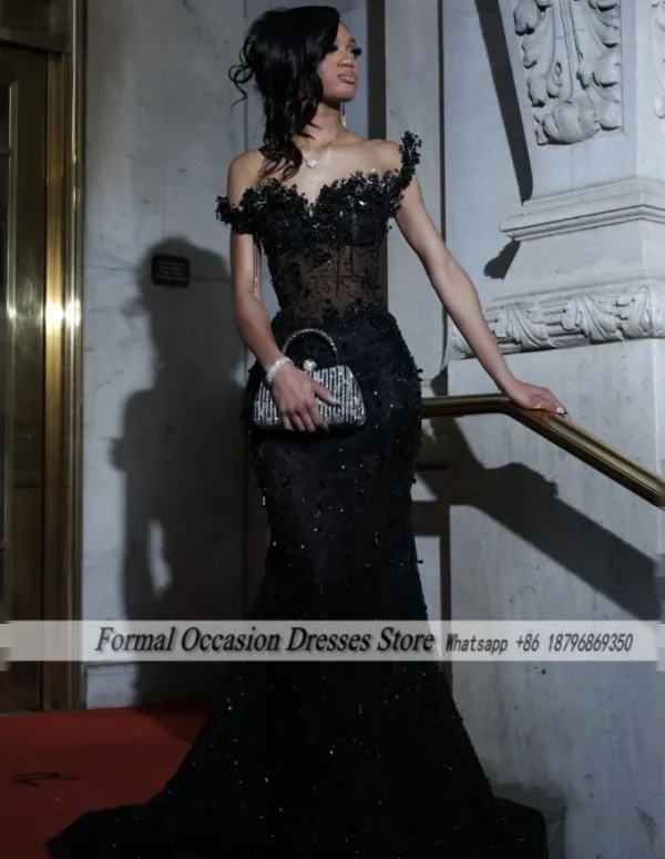 Bespoke Black Prom Dresses 2026 Luxury South African Matric Dance Dress Crystal Long Mermaid Evening Party Gowns Customized