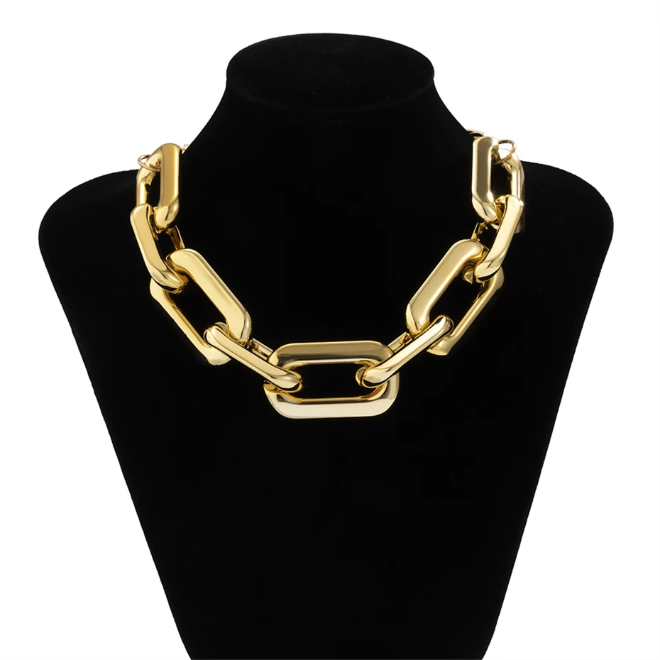 Lacteo Punk Multi Layered Gold Color Chain Choker Necklace Jewelry for Women Hip Hop Big Thick Chunky Clavicle Chain Necklace - Image 7