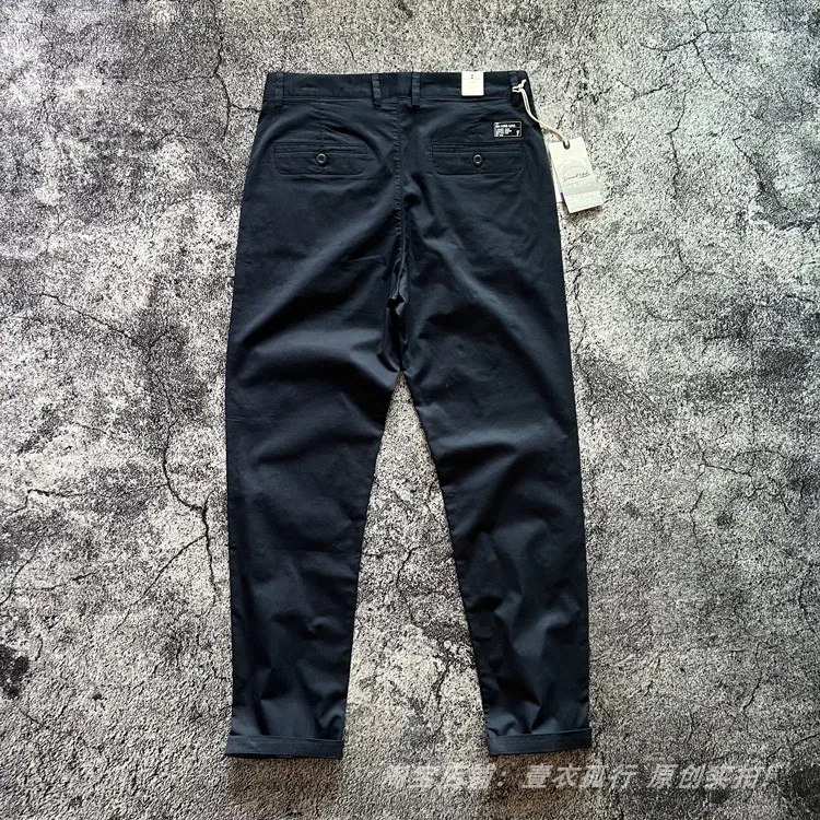 2025 Summer New American Retro Thin Micro Elasticity Casual Pants Men's Simple 98% Cotton Slim CHINO Business Straight Trousers - Image 4