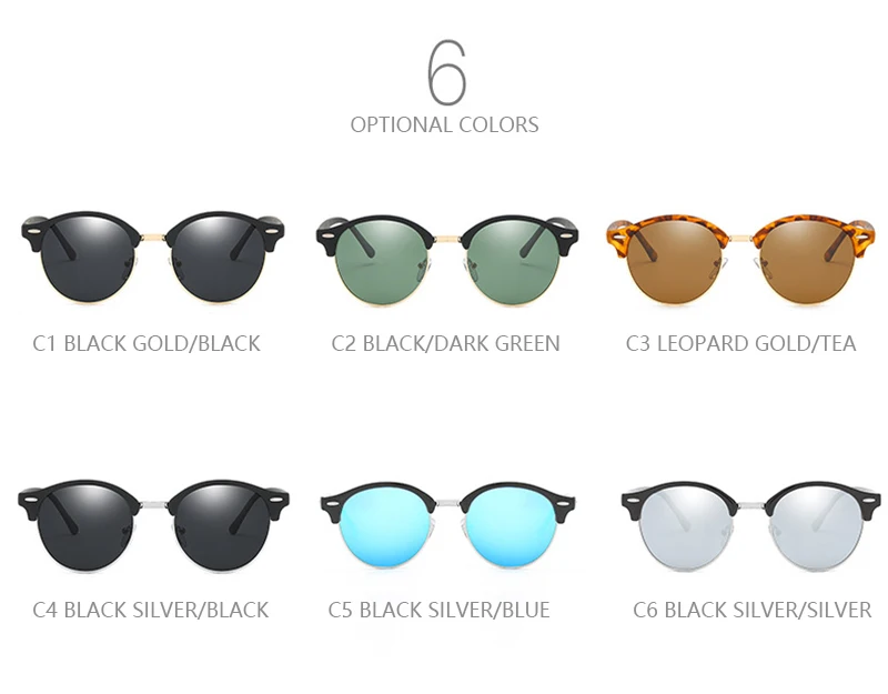 Classic Round Polarized Sunglasses Men Women Brand Designer Retro Half Frame Sun Glasses Vintage Driving Vacation Eyewear UV400 - Image 19