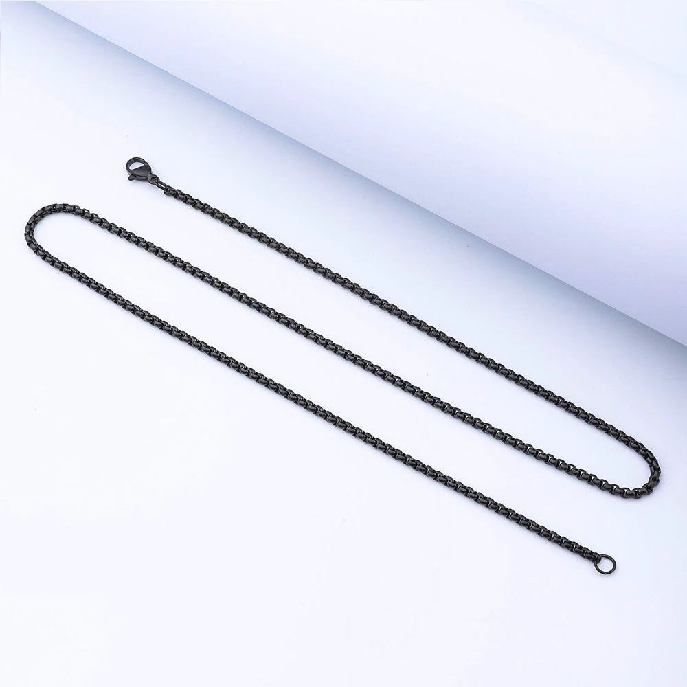 Stainless Steel Square Box Chain Necklace For Men Women Retro Black Gold Silver Color Choker Metal Jewelry DIY Accessories - Image 7