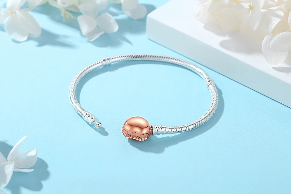 Original 925 Sterling Silver Bracelets Bangles Love Heart Clip Charms Beads Snake Chains For Women Rose Gold DIY Luxury Jewelry - Image 39