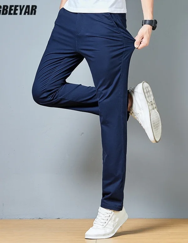 Top Grade Cotton New Brand Casual Fashion Relax Fit Long Dress Pants Korean Straight Business Trousers Office Mens Clothing 2025