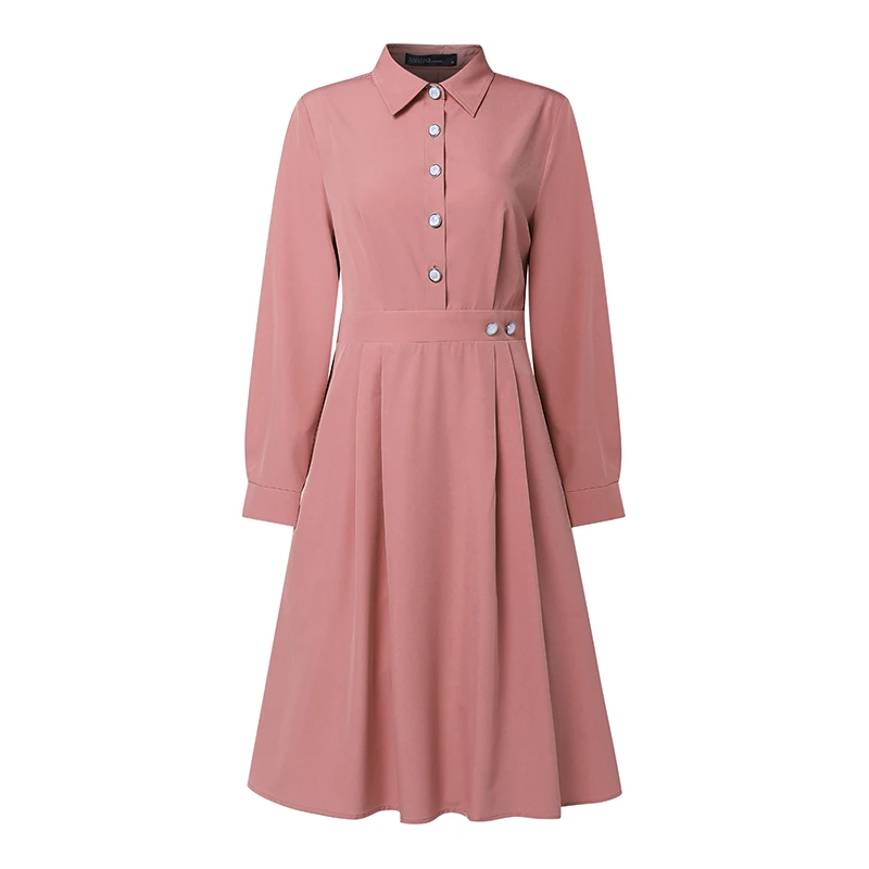 2026 ZANZEA Women Elegant Lapel Neck Long Sleeve Dress Spring Office Dresses Stylish A Line Waisted Party Sundress Holiday Robe - Image 8