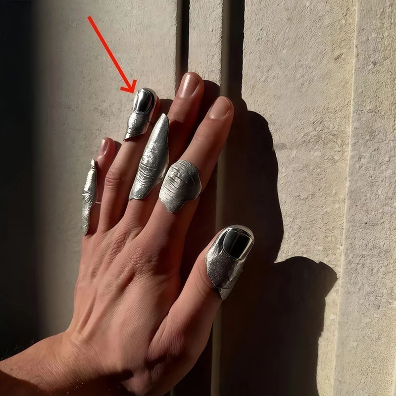 Irregular Pleated Knuckle Mental Ring Artistic Minimalist Niche Unique Exquisite Finger Ring Gifts Suitable For Men And Women - Image 8