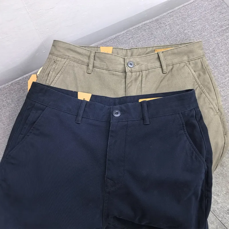 2026 Spring New American Retro Woven Twill Chino Cargo Pants Men's Fashion 100% Cotton Washed Casual Business Straight Trousers - Image 7