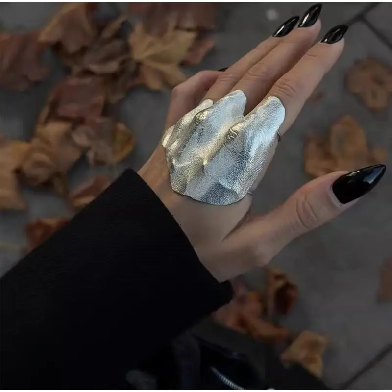 Irregular Pleated Knuckle Mental Ring Artistic Minimalist Niche Unique Exquisite Finger Ring Gifts Suitable For Men And Women - Image 17