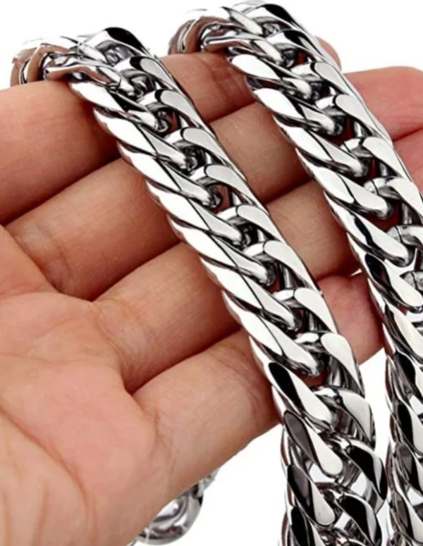 HNSP Stainless Steel LA Cuban Link Chain Silver Color Necklace For Men Jewelry 8/10/12/14MM Width Hip Hop Punk Accessories