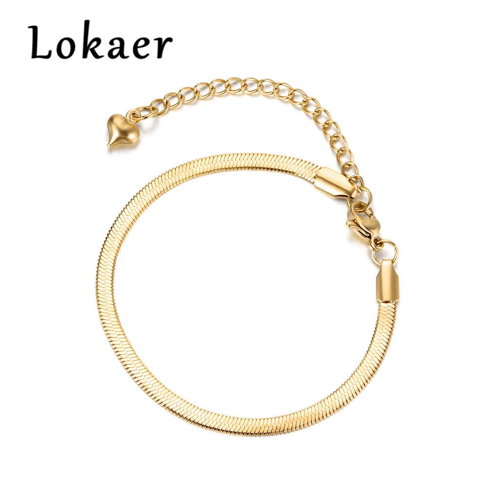 Lokaer Titanium Stainless Steel Snake Chain Thin Bracelets For Women Girls Rose Gold Plated Bohemia Party Blade Bracelet B18075 - Image 13
