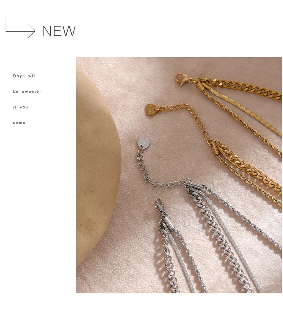 Yhpup Stainless Steel Chain Layered Necklace Separated Set for Women Statement Golden Metalic Waterproof Collar Necklace Jewelry - Image 18