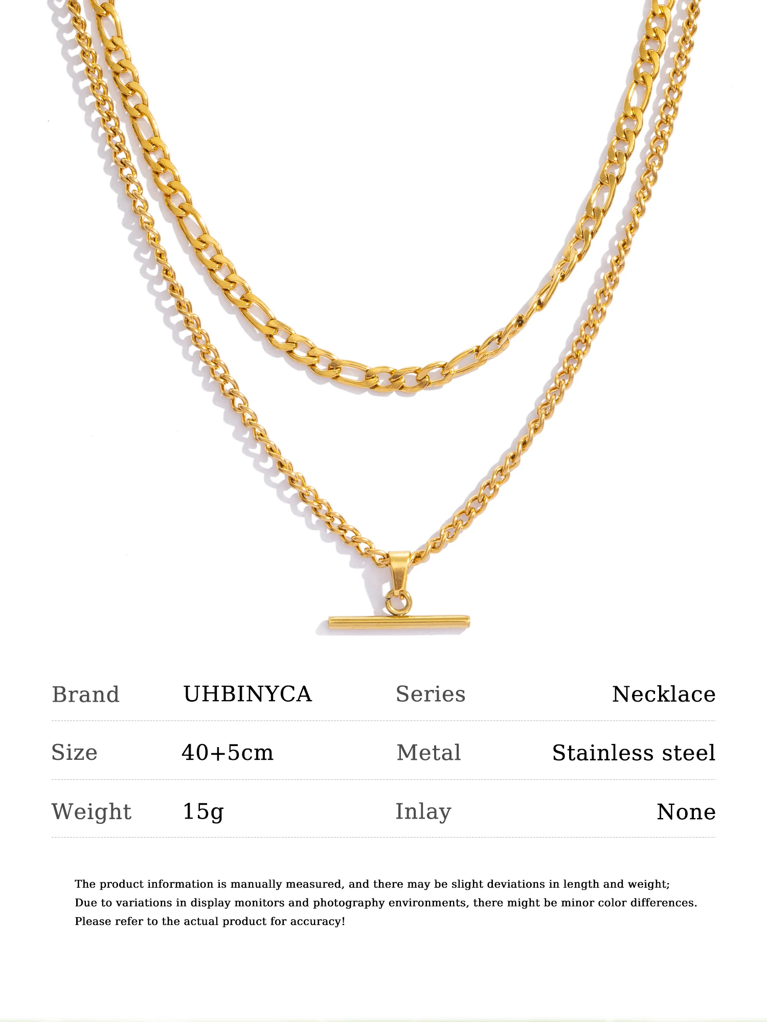 Layered Necklace for Women Minimalist Stackable - 18K Gold Plated Stainless Steel Hypoallergenic Elegant Double Chain Jewelry - Image 9