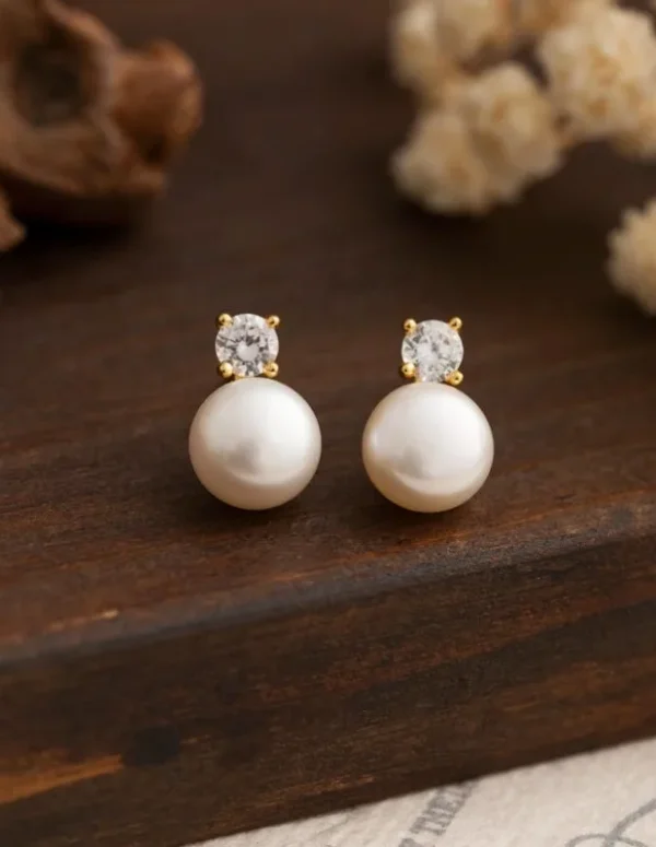 Dainashi Natural Freshwater Pearl Stud Earrings for Women Dainty Crystal Pearl Earrings Jewelry Gift 2026 New Arrivals