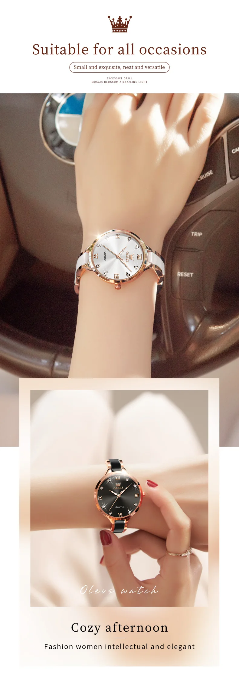 OLEVS 5872 Fashion Luxury Brand Quartz Women's Watch Elegant Ceramic Rose Gold Waterproof Dress Women's Watch Relogio Feminino - Image 15