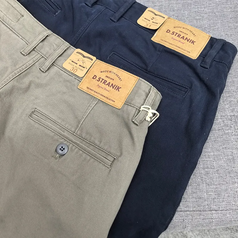 2026 Spring New American Retro Woven Twill Chino Cargo Pants Men's Fashion 100% Cotton Washed Casual Business Straight Trousers - Image 11