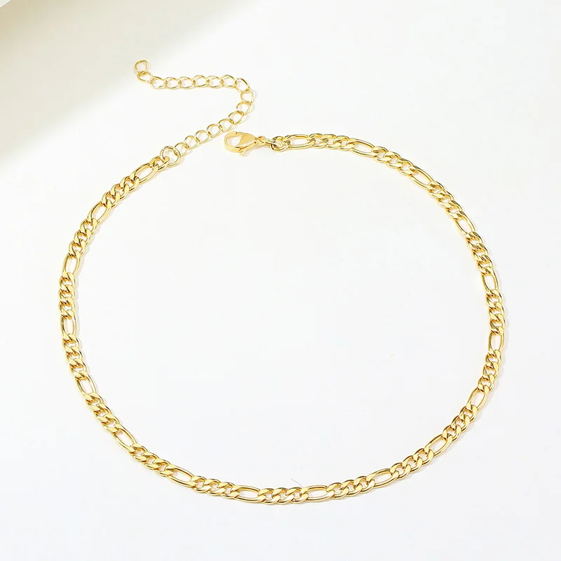 Figaro Chain Necklace Stainless Steel Link Gold Color Choker Necklace Layered Women Girls 14" 18" 20" 24" - Image 4