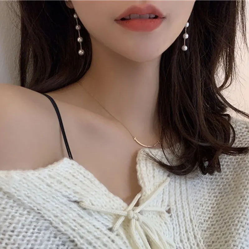 Fashion Pearl Long Earring For Women Cute Korean Crystal Rhinestone Chain Drop Earrings Bridal Wedding Party Jewelry Gifts 2024 - Image 3