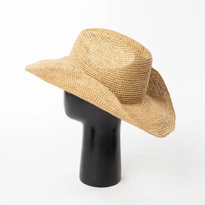 Ins Hand-crocheted Natural Raffia Straw Sun Hats Cowboy Hat for Women Men Summer Wide Brim Panama Outdoor Breathable Beach Caps - Image 32
