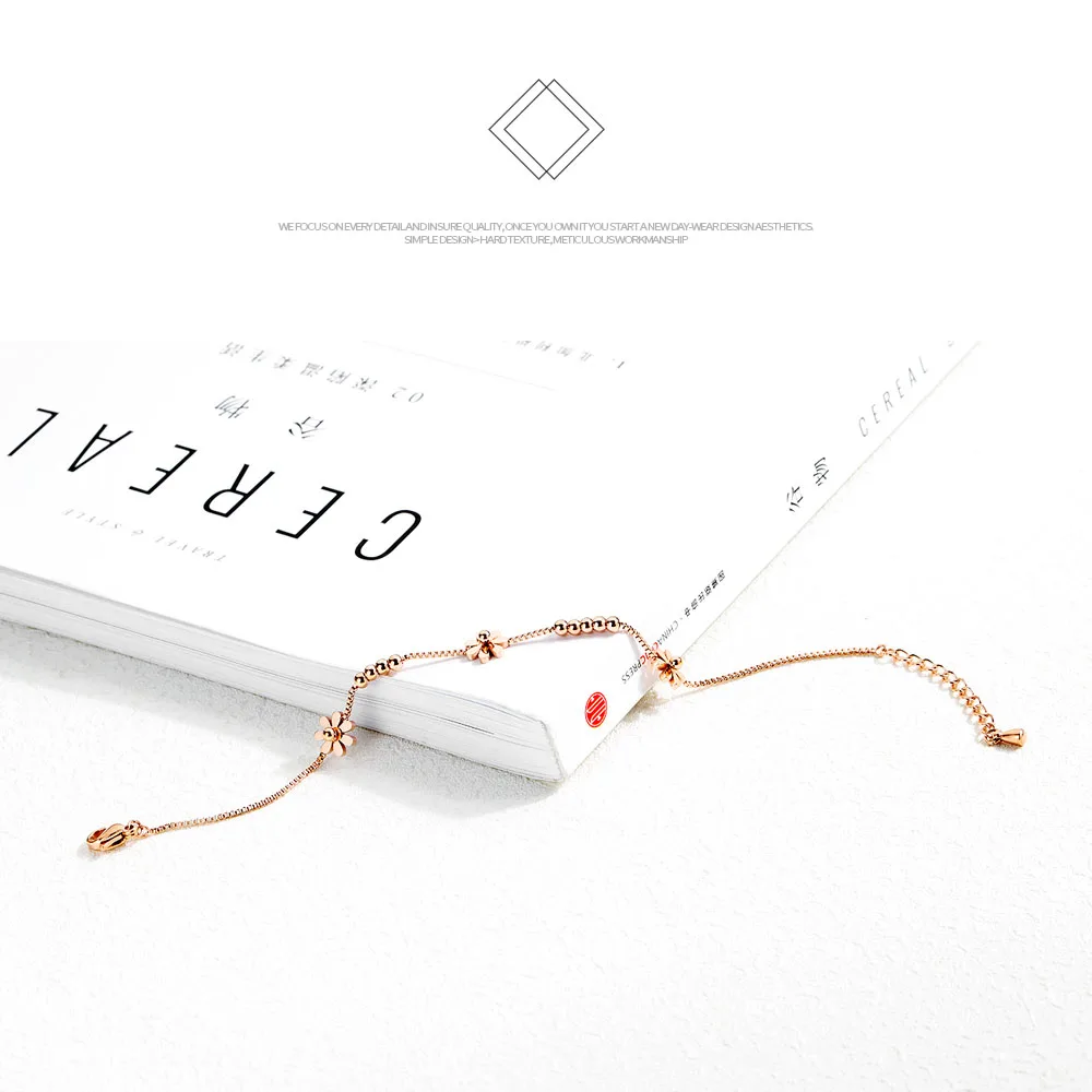 Lokaer Titanium Steel Rose Gold Plated Small Fresh Daisy Charm Bracelet Female Jewelry Trendy Chain & Link Bracelets B18196 - Image 12