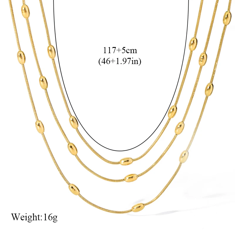 EILIECK 316L Stainless Steel Metal Multilayer Chain Necklace For Women Fashion 18K Gold Plated Collar Waterproof Jewelry Gift - Image 33