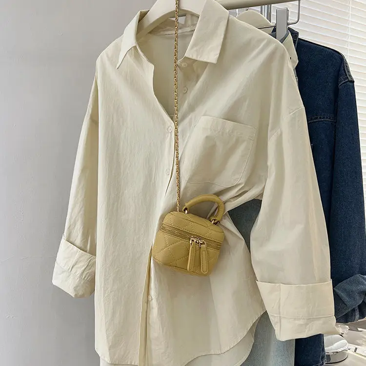 Solid Color Long Sleeve Women's Shirt with Pocket Loose Button Up Casual Blouse Woman 2026 New Spring Summer All-Match Shirt Top - Image 11