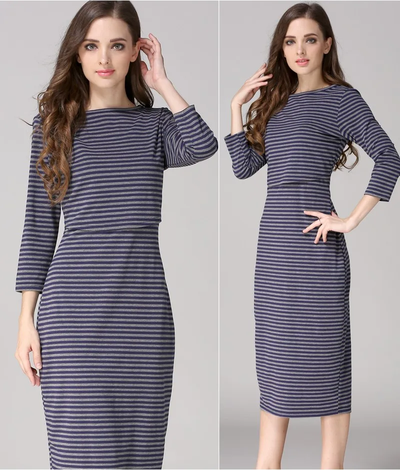 New Spring Striped Maternity Breastfeeding Dresses Pregnancy Clothes Women Pregnant Nursing Lactation Dress Drop Shipping - Image 23