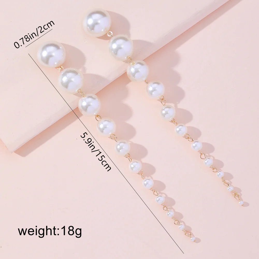 Long Dangling Earrings Women 2024 Trend Elegant Imitation Pearl Tassel Earrings Wedding Party Jewelry Accessories - Image 3