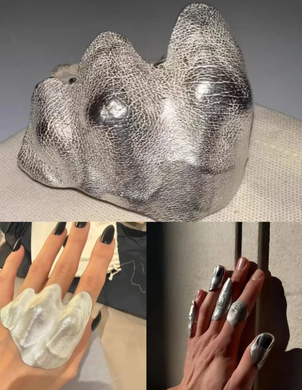 Irregular Pleated Knuckle Mental Ring Artistic Minimalist Niche Unique Exquisite Finger Ring Gifts Suitable For Men And Women