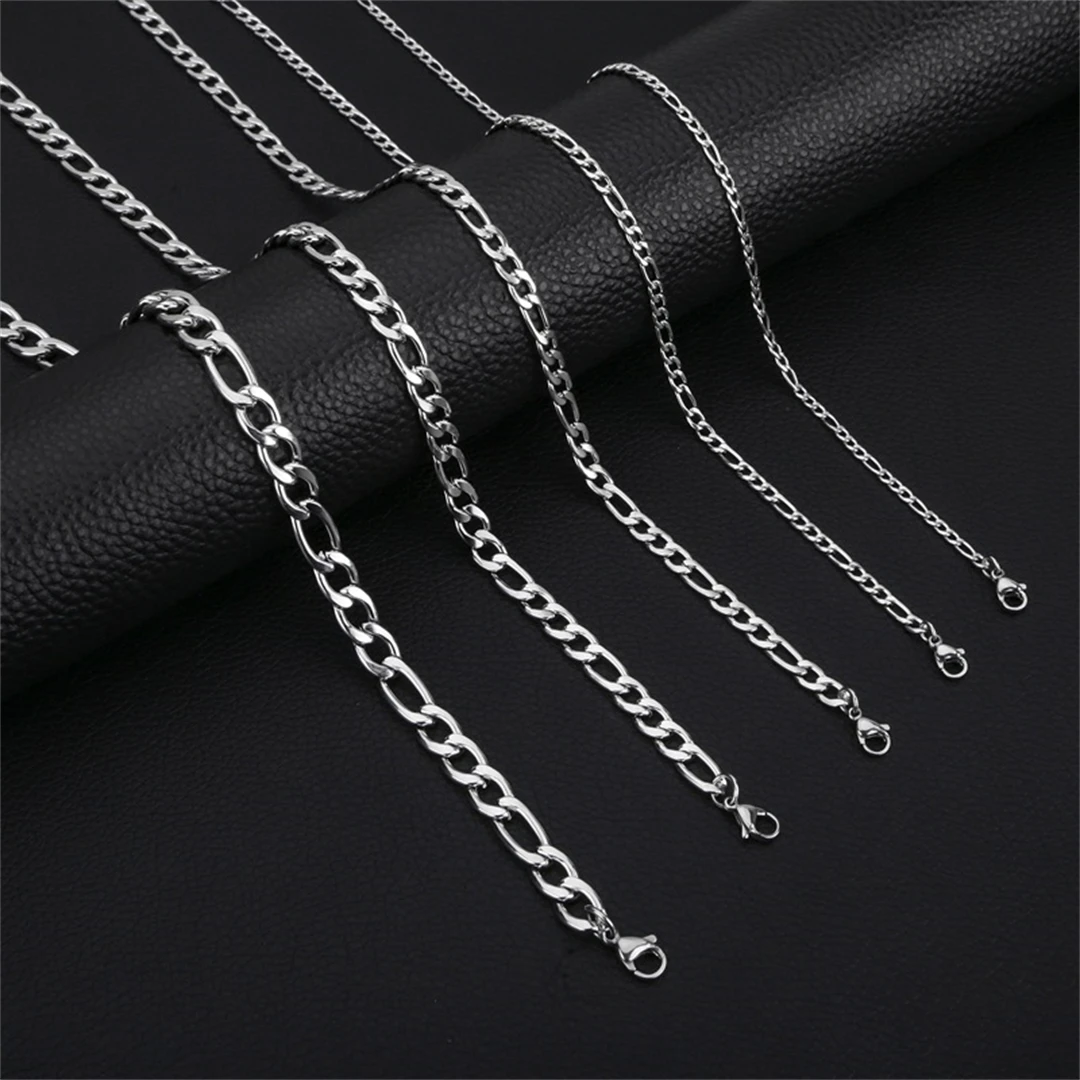 Fashion New Figaro Chain Necklace Men's Punk Silver Color Stainless Steel Long Necklace Men's Hip Hop Jewelry Gift - Image 14