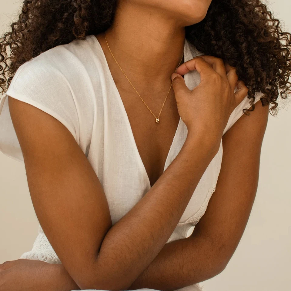 eManco Stainless Steel Gold-Plated Water Drop Pendant Necklace Women's Fine Jewelry Adjustable Short Accessories - Image 11