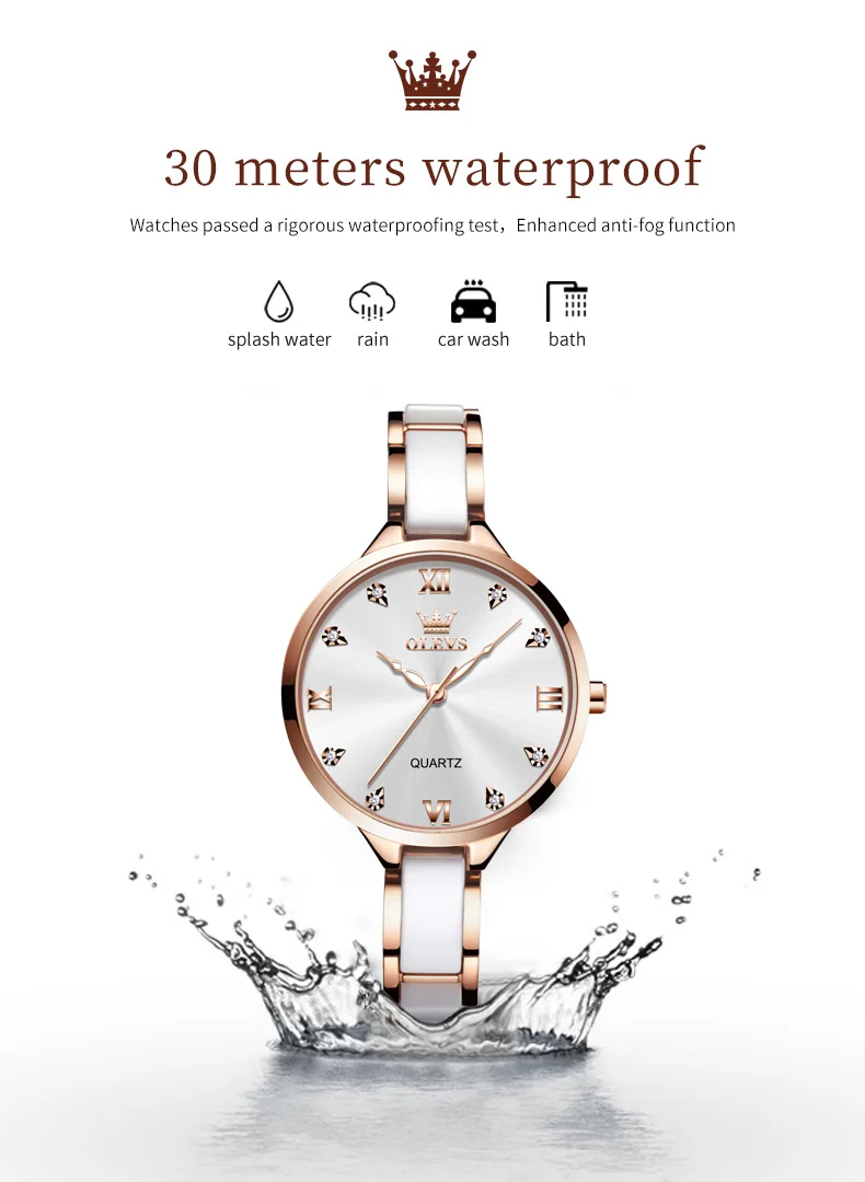OLEVS 5872 Fashion Luxury Brand Quartz Women's Watch Elegant Ceramic Rose Gold Waterproof Dress Women's Watch Relogio Feminino - Image 20