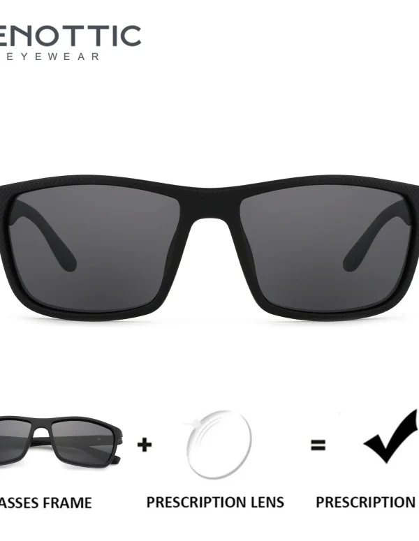 ZENOTTIC（M Size）Sport TR90 Polarized Sunglasses Prescription For Men Square UV400 Protection Optical Sun Glasses