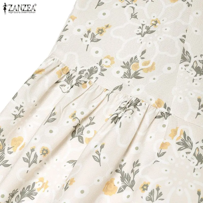 2026 ZANZEA Summer Floral Printed Dresses Women Elegant Casual Holiday Party Dress A Line Robe V Neck Short Sleeve Work Sundress - Image 24