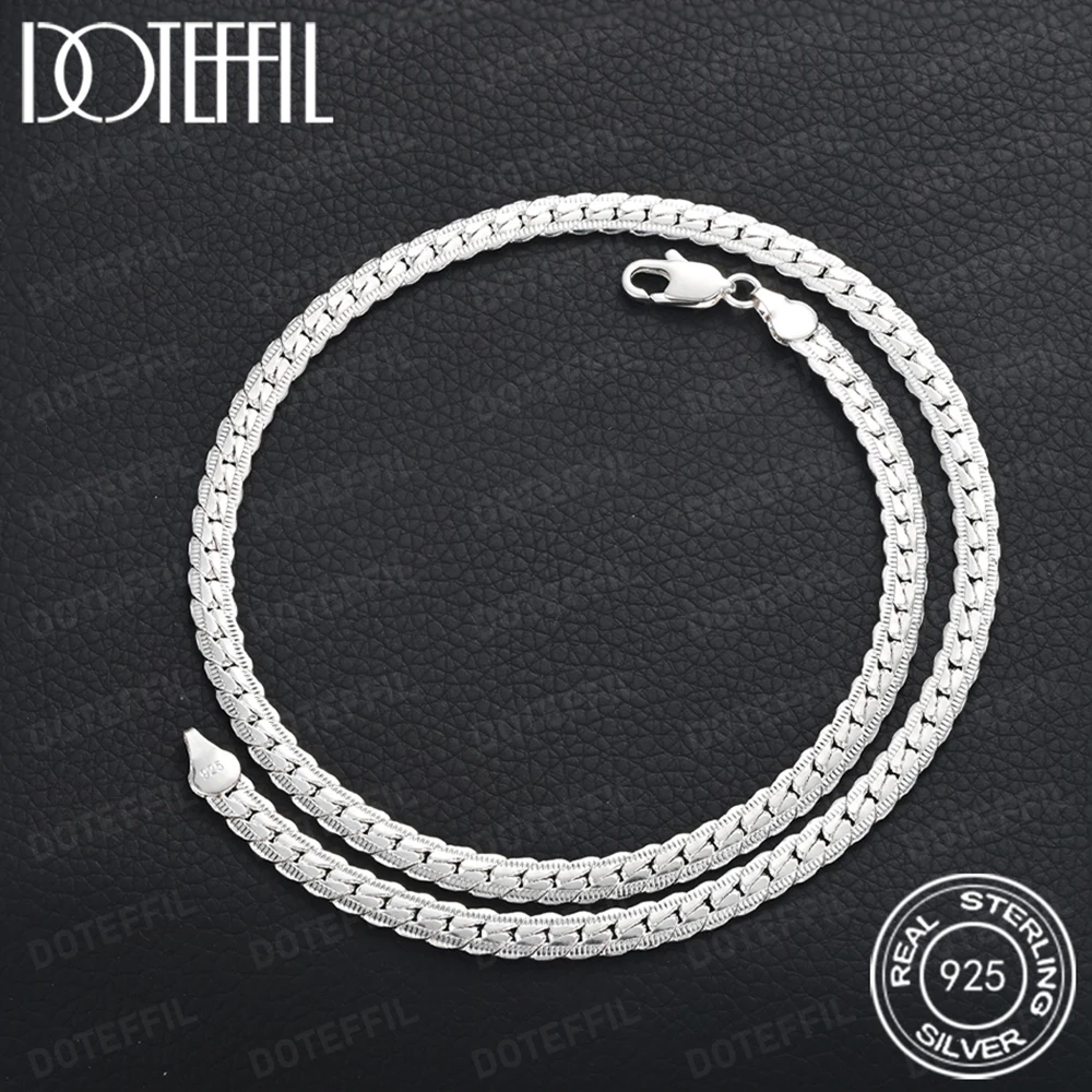 925 Silver 5mm Full Sideways Necklace 8/18/20/24 Inch Chain For Woman Men Fashion Wedding Engagement Jewelry - Image 2