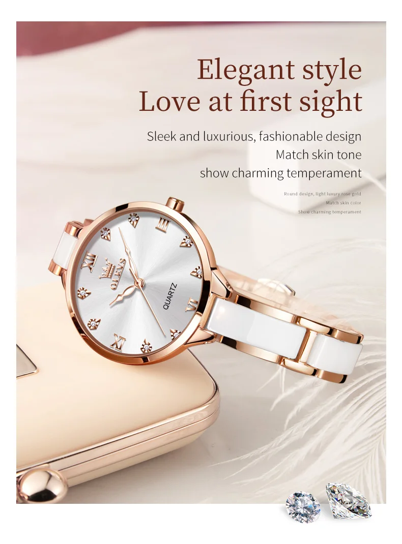 OLEVS 5872 Fashion Luxury Brand Quartz Women's Watch Elegant Ceramic Rose Gold Waterproof Dress Women's Watch Relogio Feminino - Image 14