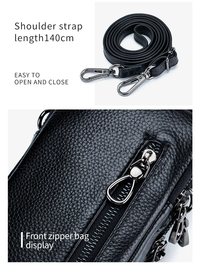 Lightweight Crossbody Messenger Bag, Women's Cow Leather Small Shoulder Purse, Multi Compartment Pocket, Vertical Phone Bag - Image 6