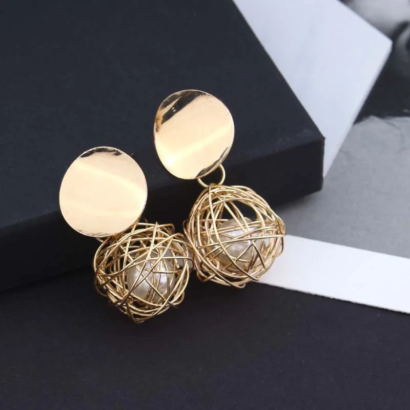 New Fashion Statement Drop Earrings for Women Pearl & Ball Geometric Earrings Gold Color Dangle Earing Fashion Ear Jewelry - Image 15