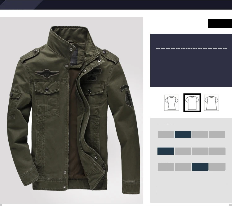 New 2023 Casual Army Military Jacket Men Plus Size M-6XL Jaqueta masculina Air force one Spring & Autumn Cargo Mens Jackets Coat - Image 11