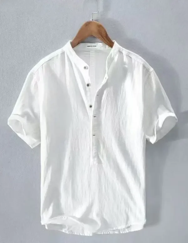 New Cotton Linen Shirts for Men Casual Shirts Lightweight  Short  Sleeve Henley Beach Shirts Hawaiian T Shirts for Men