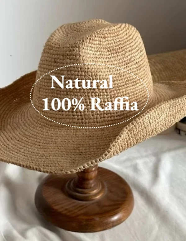 Ins Hand-crocheted Natural Raffia Straw Sun Hats Cowboy Hat for Women Men Summer Wide Brim Panama Outdoor Breathable Beach Caps